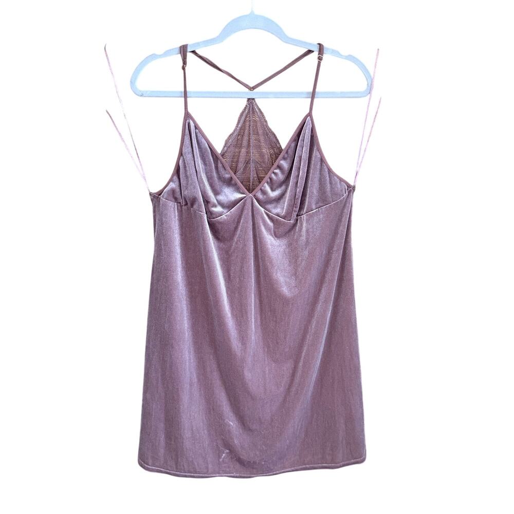 Gilligan O’Malley mauve purple velvet night gown nightie lingerie XXL lace back